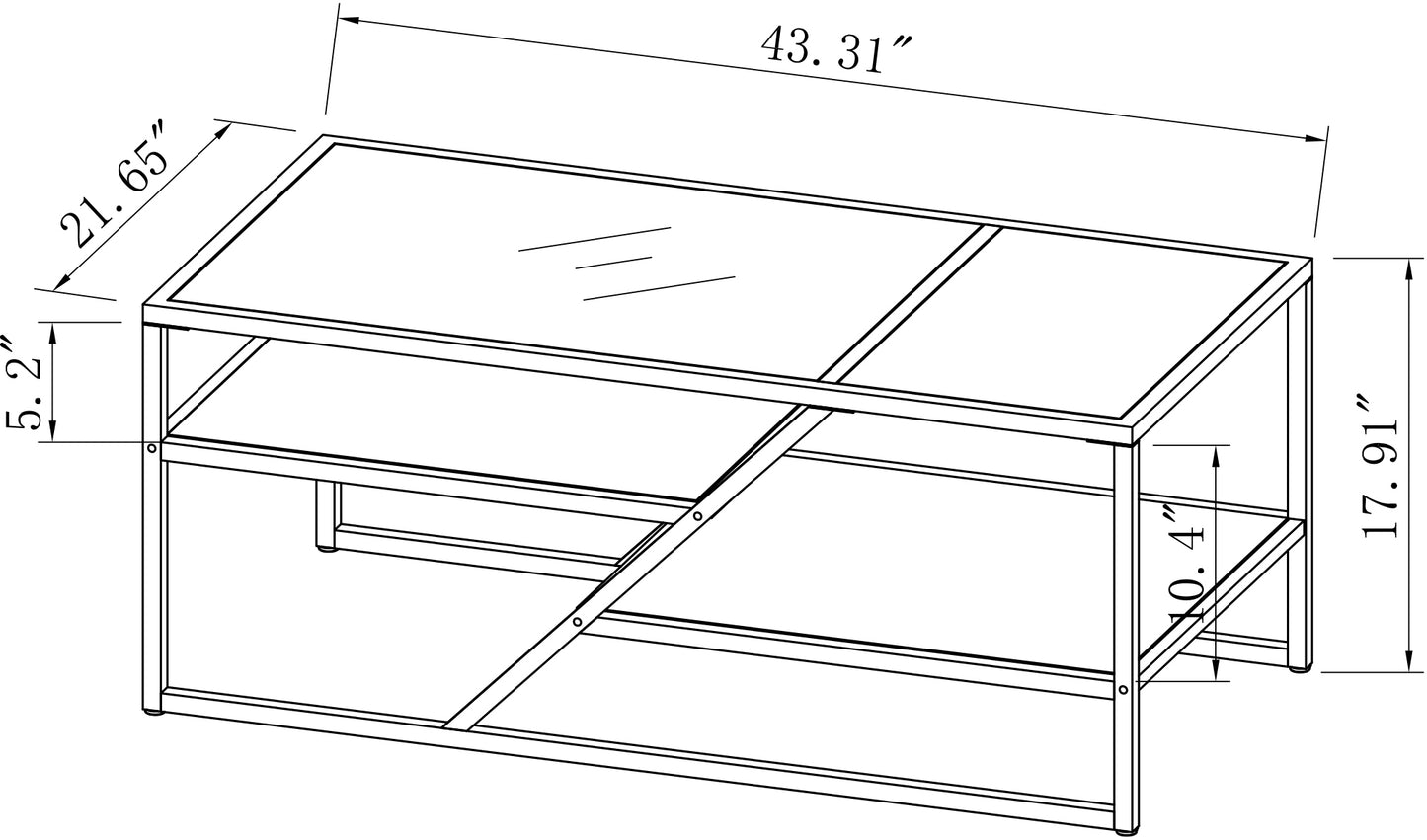 Golden Glass Shelf Coffee Table