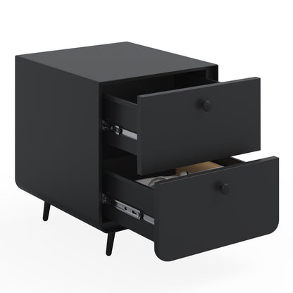 Jif Modern Nightstand With 2 Drawers - Black