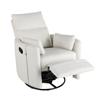 Niki Upholstered Swivel Recliner - Beige