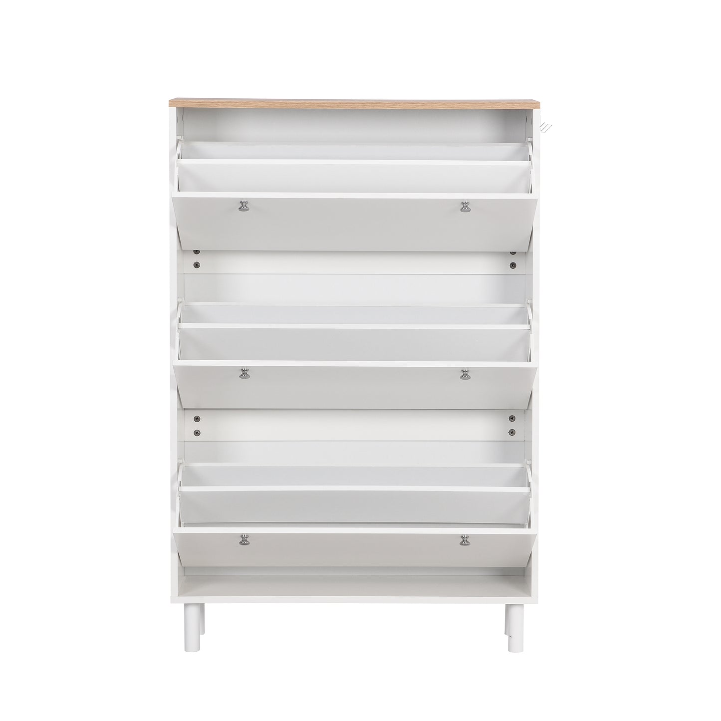 Bio Shoe Cabinet with 3 Flip Drawers - White