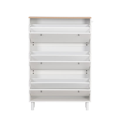 Bio Shoe Cabinet with 3 Flip Drawers - White