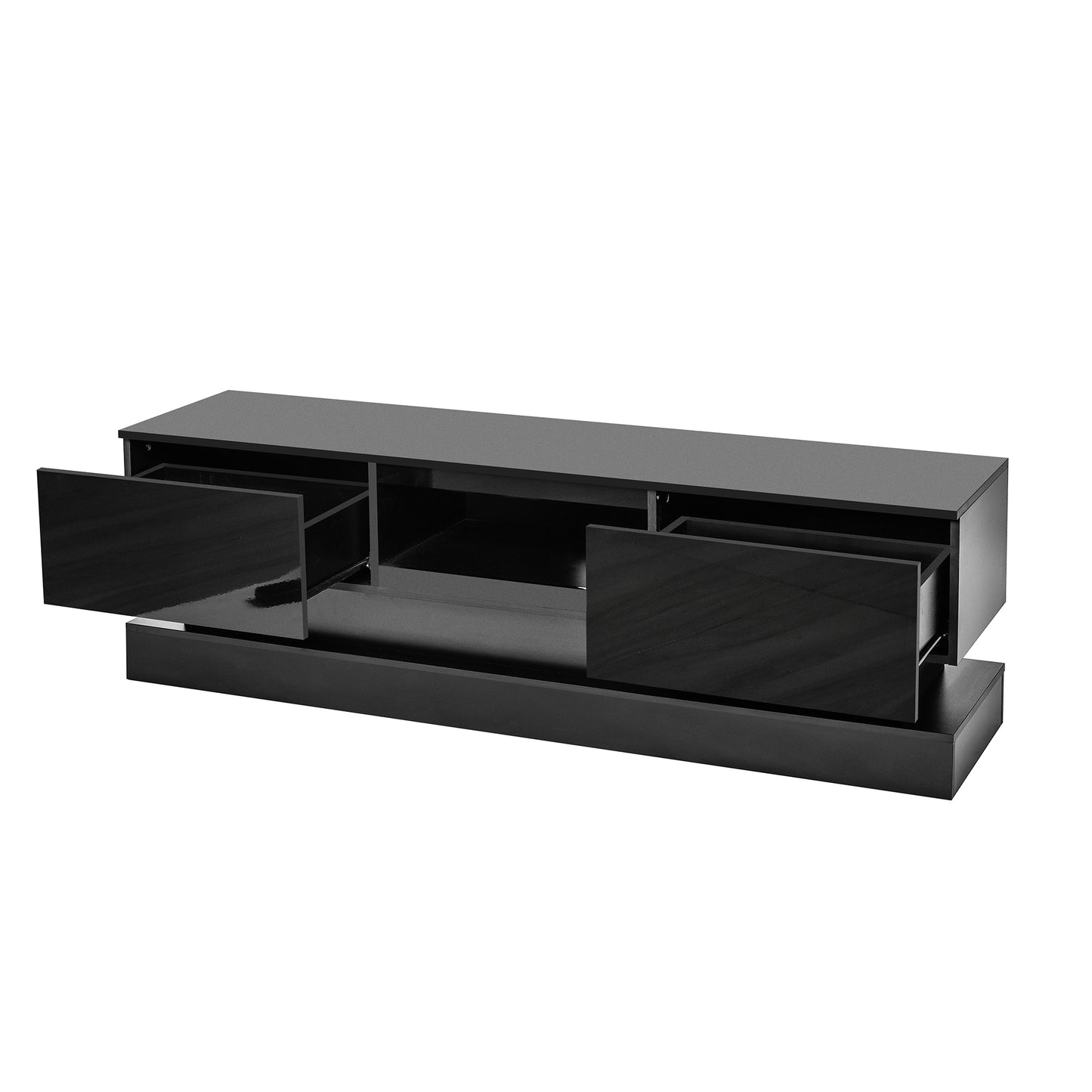 Scape 65 inchesGlossy TV Stand with LED Lights- Black