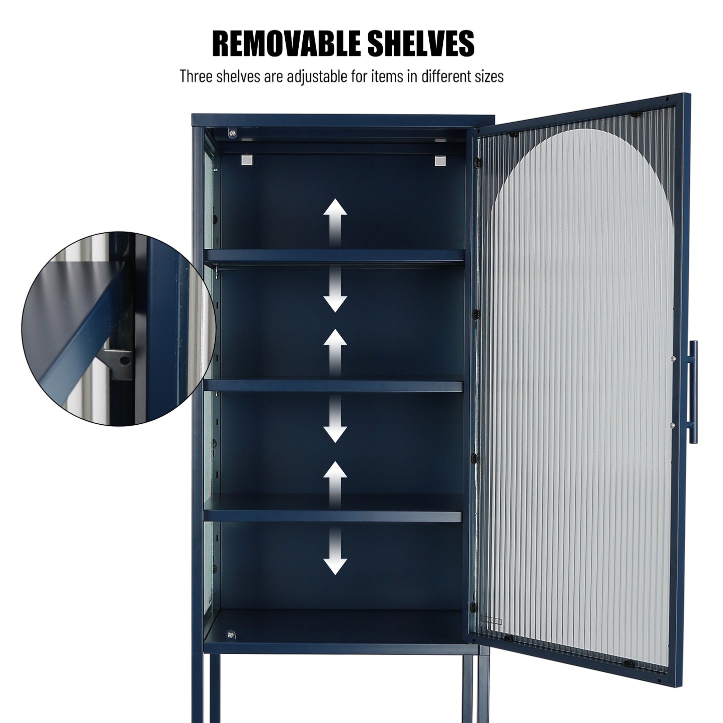 Arched Tempered Glass High Cabinet - Blue