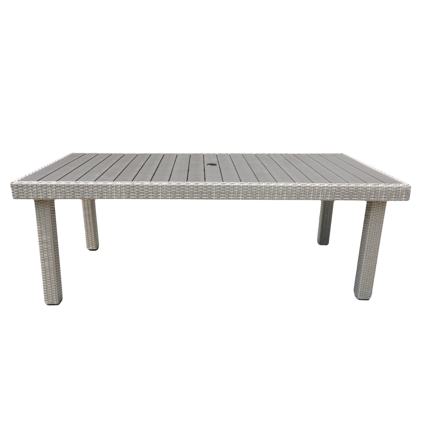 Meek Outdoor Wicker Rectangular Dining Table - Gray