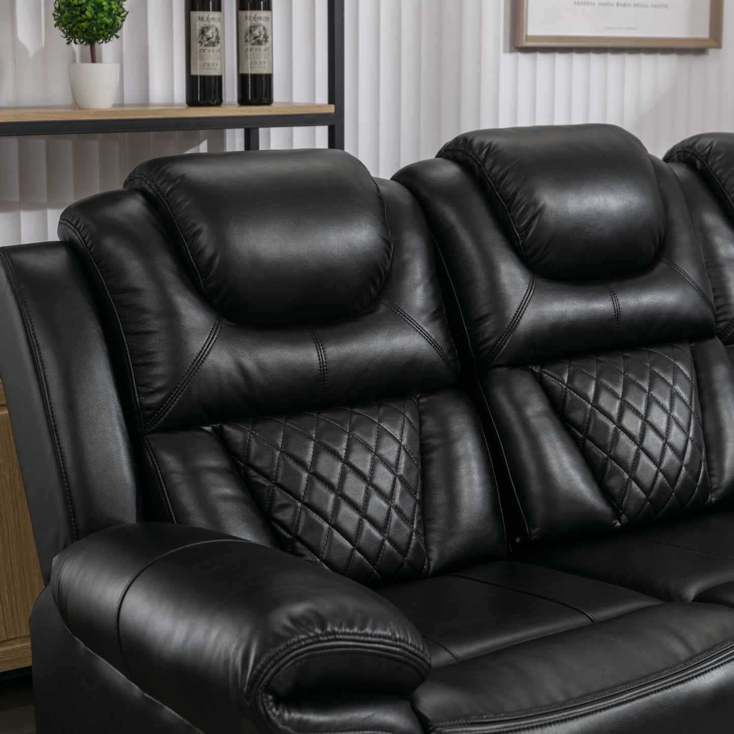 Milo 3 Pieces Recliner Sofa Sets - Black