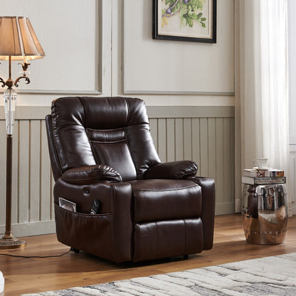 Cove Large size Electric Power Lift Recliner Chair with Massage and Heat - Brown