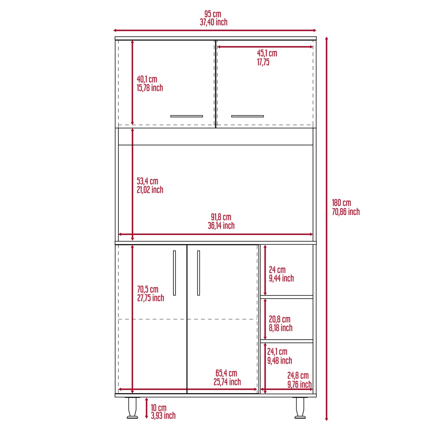 Alva Double Door Kitchen Cabinet - White