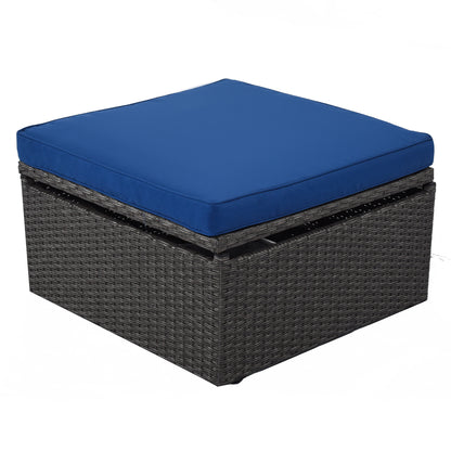 Getta Outdoor Patio Rectangle Daybed with Retractable Canopy - Blue