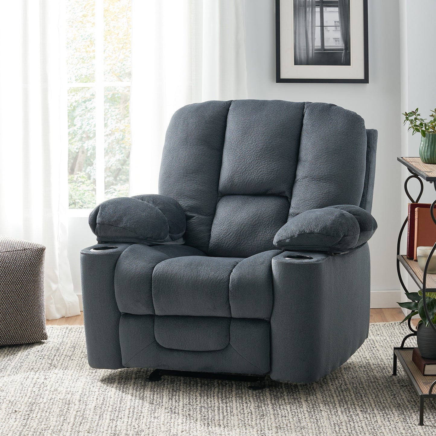 Luxurious Manual Recliner Chair - Silver