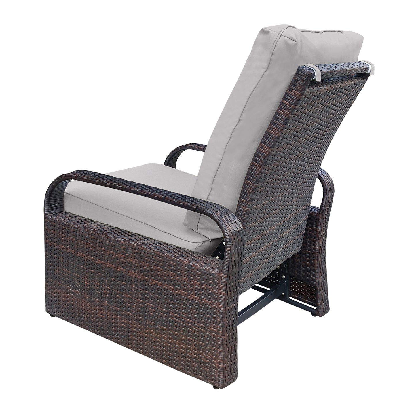 Parson Outdoor Adjustable Wicker Lounge Recliner Chair - Gray