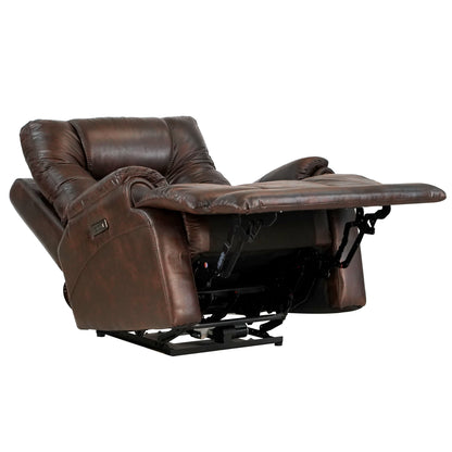 Leather Gel Zero Gravity  Power Recliner -  Brown