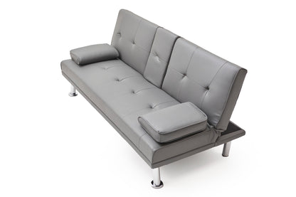 Neza Convertible Faux Leather Sofa Bed  - Grey