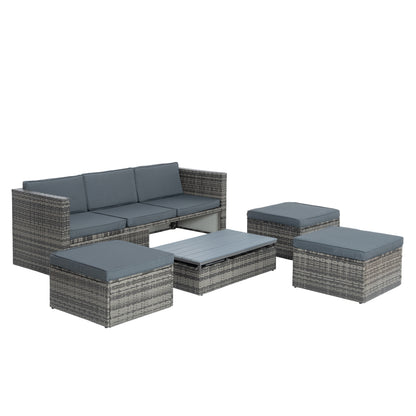 Raney 5 Pc PE Rattan Wicker Outdoor Patio Furniture Set - Gray