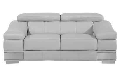 Porta Top Grain Italian Leather Loveseat - Light Gray