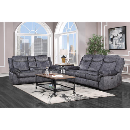 Domino Power Recliner Console Loveseat - Gray