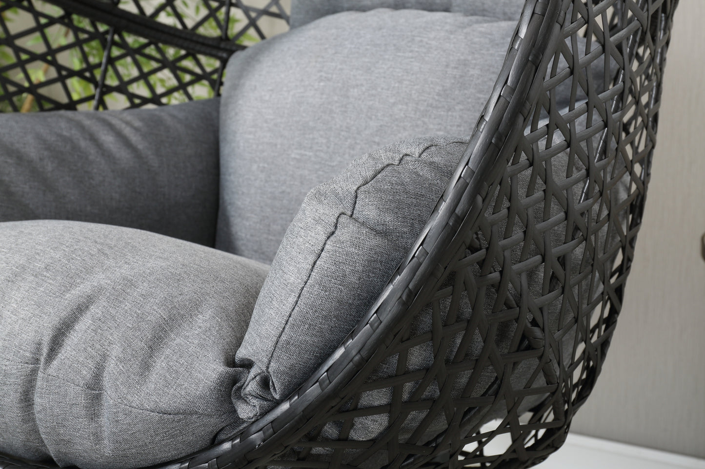 Lulu Patio PE Rattan Swing Chair With Stand - Gray