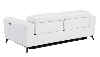 Honcho Top Grain Italian Leather Sofa with Power Recliner - White