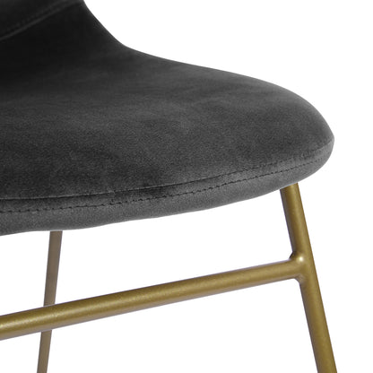 Brunson Velvet Dining Chairs w Golden Metal Leg (Set of 2) - Gray