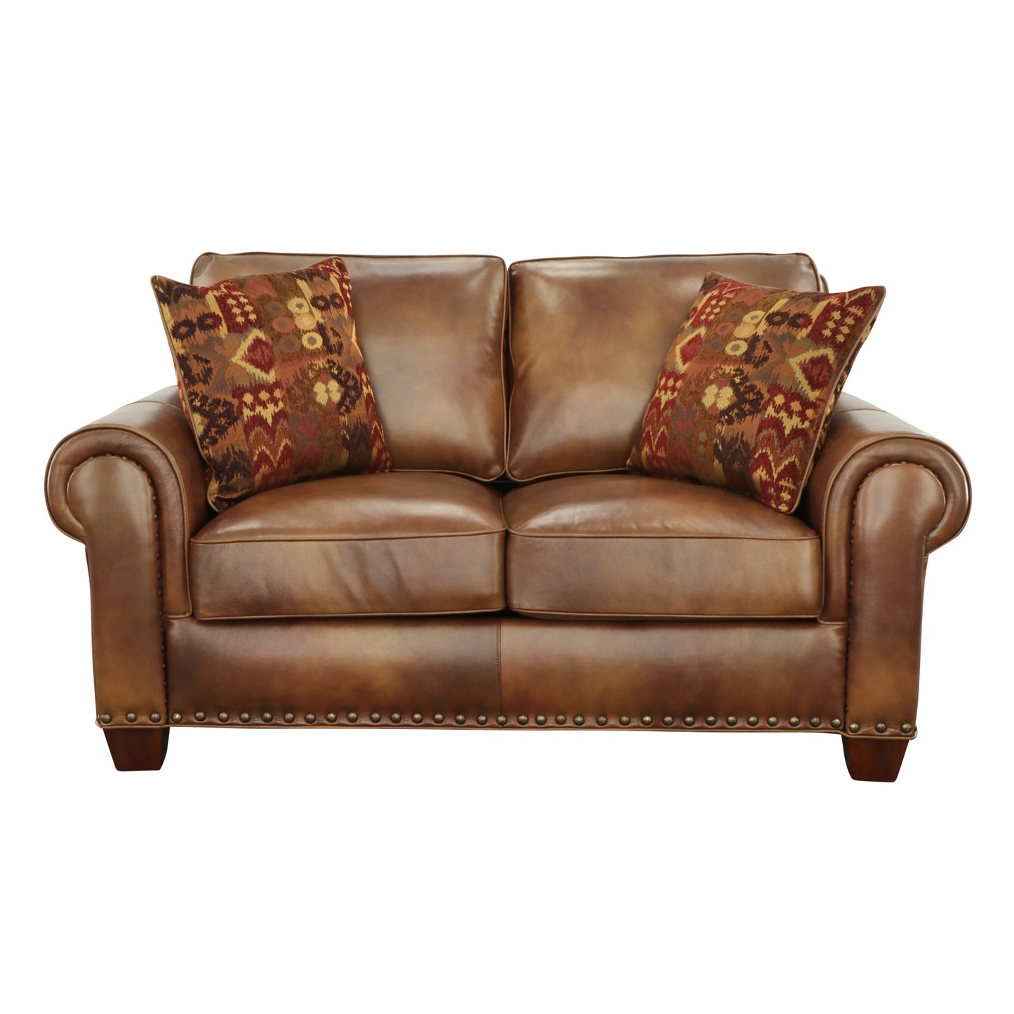 Kian Rustic Leather Collection Loveseat - Tan