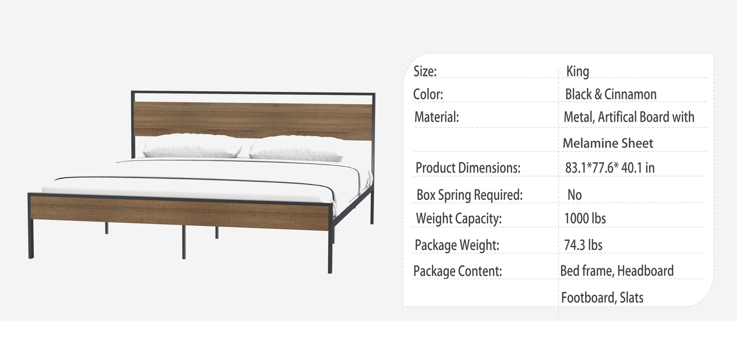 Ceres King Size Metal Bed - Cinnamon