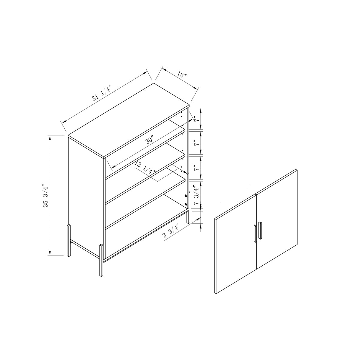 Ami Shoe Storage Cabinet  5- Tier - Walnut