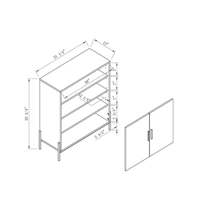 Ami Shoe Storage Cabinet  5- Tier - Walnut