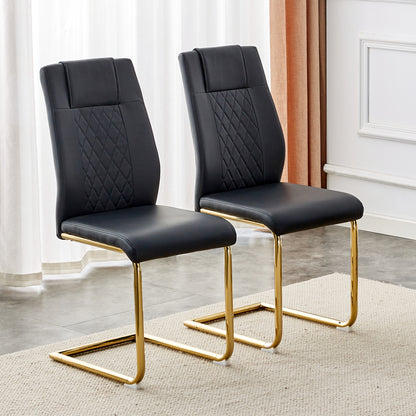 Skye Dining Chair Golden Metal Leg (Set of 4) - Black