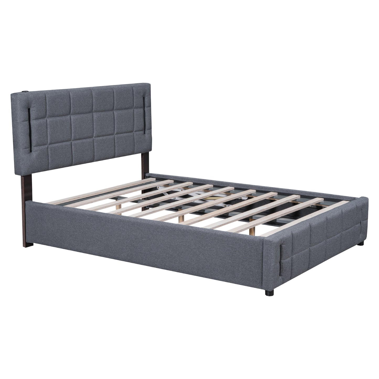 Ps Queen Size Storage Bed w Hydraulic System - Gray