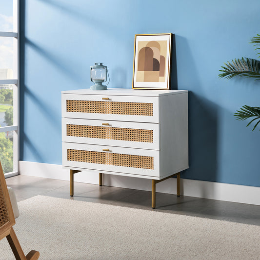 Terus Tall 3-Drawer Bachelor Chest - White