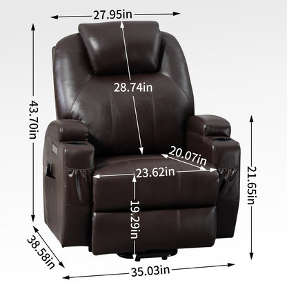 Adell Power Lift Recliner Chair with Heat and Massage - Brown