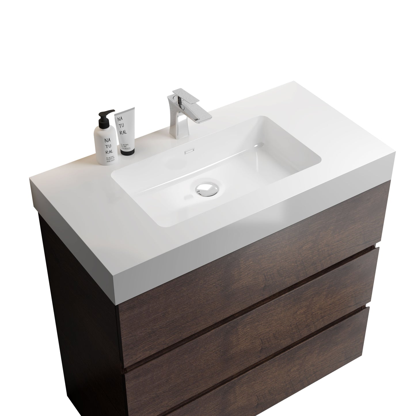 Kito  36" Bathroom Vanity with Sink  without Drain and Faucet - Walnut