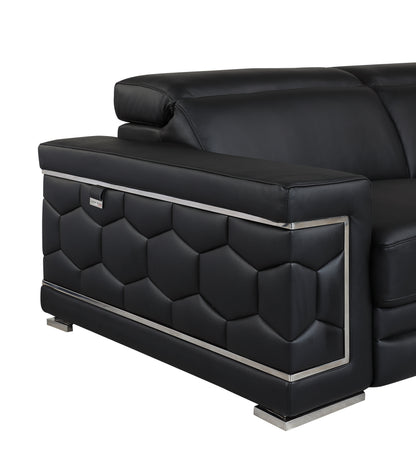 Denzel Top Grain Italian Leather Loveseat - Black