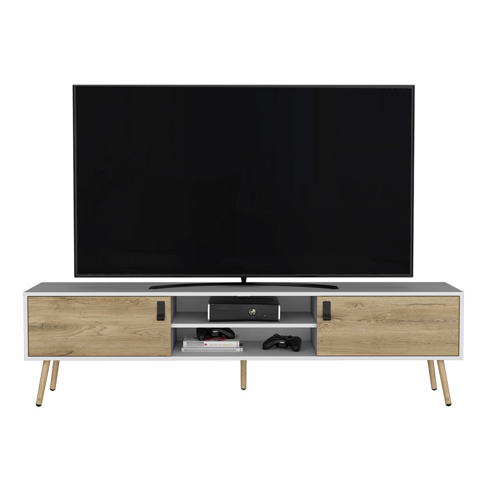 Adena II TV Stand - White/Macadamia