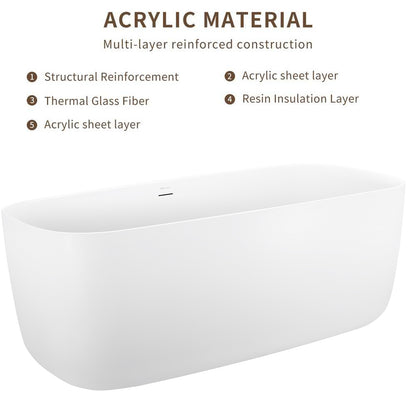 Sato 59" Acrylic Freestanding Soaking Bathtub  - White