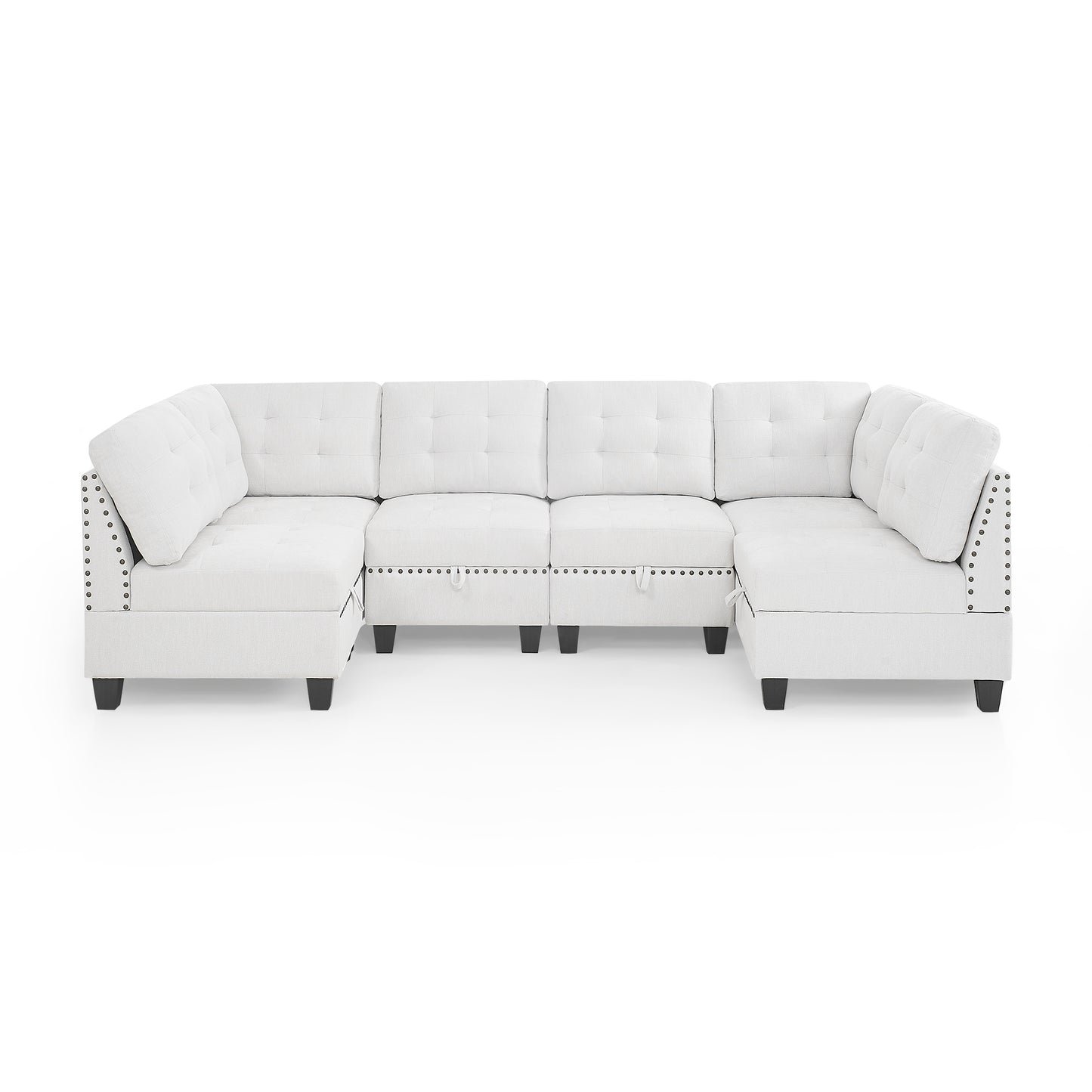 Molly Modular Sectional Sofa Four Single Chair and Two Corner - Ivory