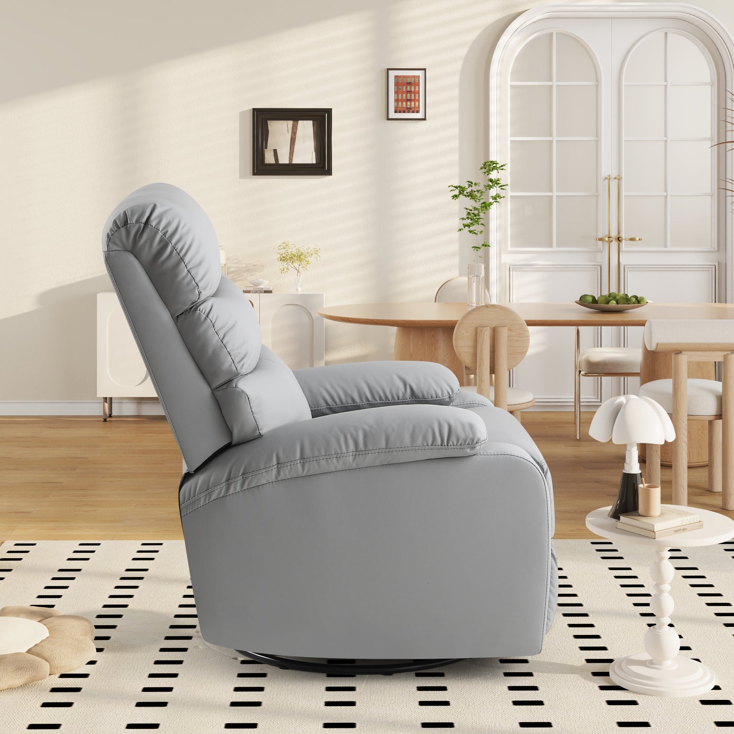 Lexi 360 Degree Swivel Rocking Recliner Chair - Light Gray