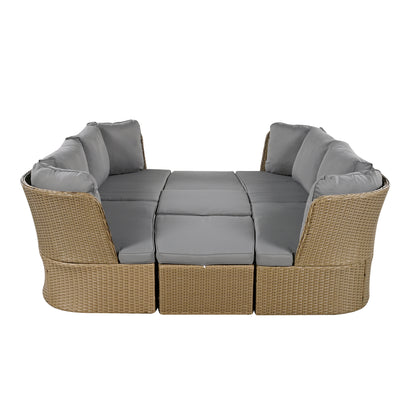 Ranae Customizable Outdoor Patio Wicker Sofa Set - Gray