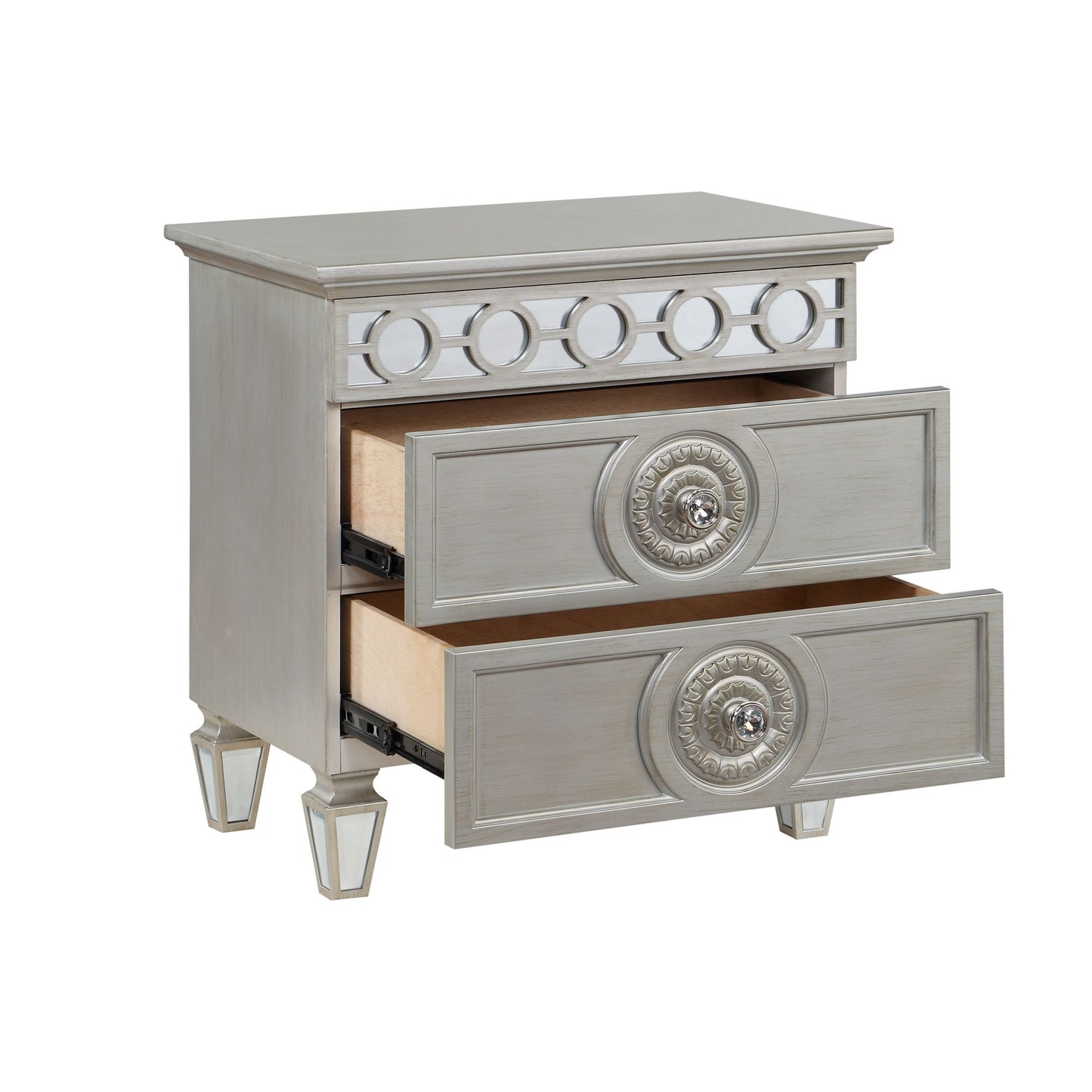 Varian Nightstand - Silver & Mirrored