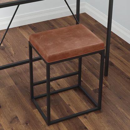 Riley Indoor Metal Faux Leather Bar Stools (Set of 2) - Brown