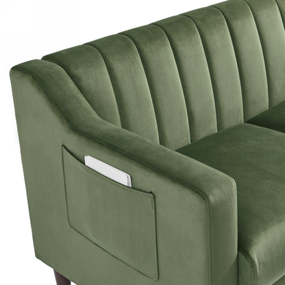 Jericho Convertible Velvet Sofa Bed - Green