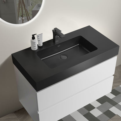 Alice 36" Bathroom Vanity with SinK Wall Mounted Floating -  White+Black