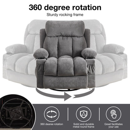 Vanbow Velvet Recliner Chair Massage Heating with USB - Gray