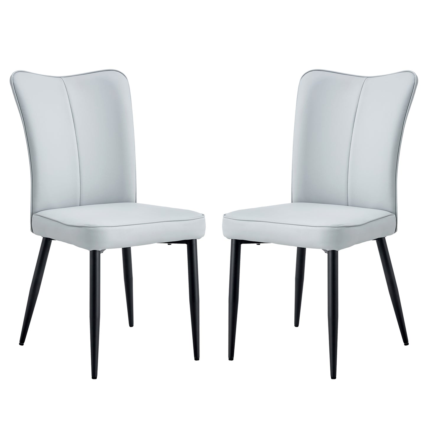 Carver PU Dining Chair Black Metal Leg (Set of 2) - Light Gray