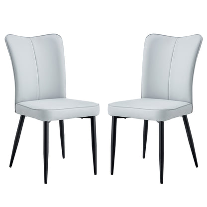 Carver PU Dining Chair Black Metal Leg (Set of 2) - Light Gray