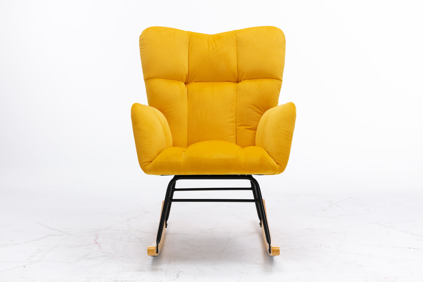 Noble Velvet Tufted Upholstered Rocking Chair - Yellow