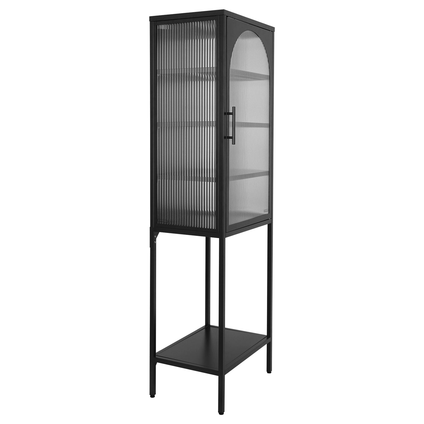 Tempered Glass High Cabinet - Black