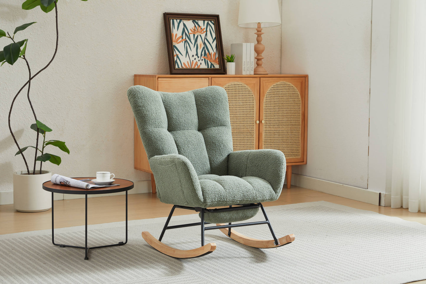 Hari II Modern Nursery Rocking Chair - Green