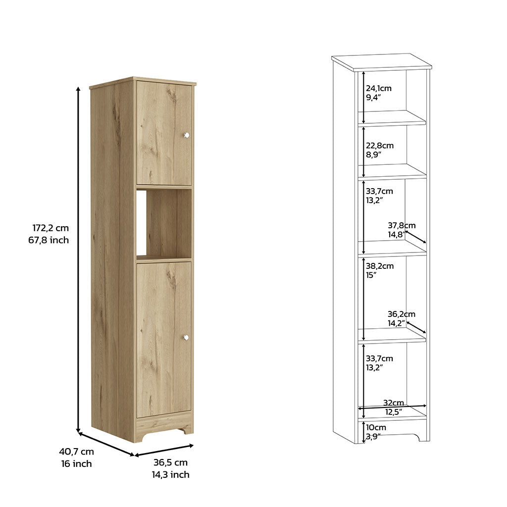 Orion Linen Cabinet  Four Interior Shelves - Light Oak