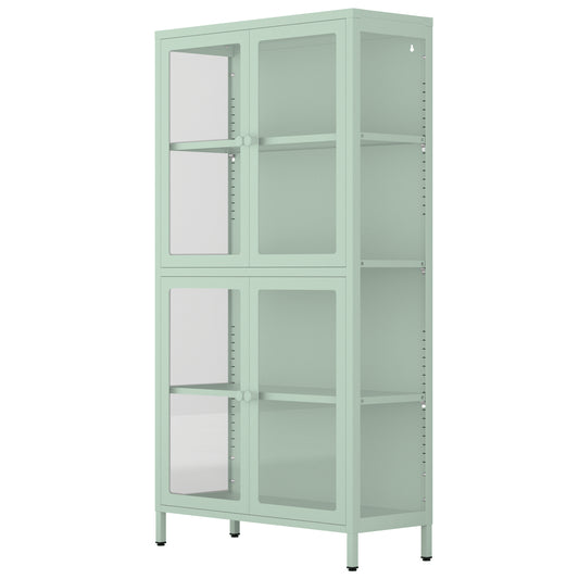 Hart Four Glass Door Storage Cabinet - Mint Green