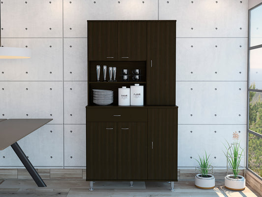Tigard 1-Shelf 1-Drawer Pantry Cabinet - Black